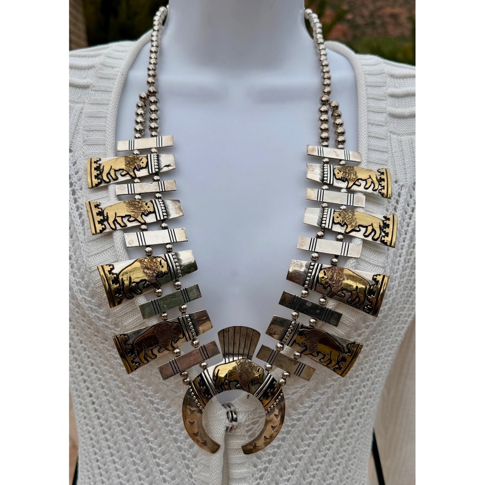 Tommy Singer Navajo Native Indian‎ Gold Overlay Sterling Silver Squash Blossom